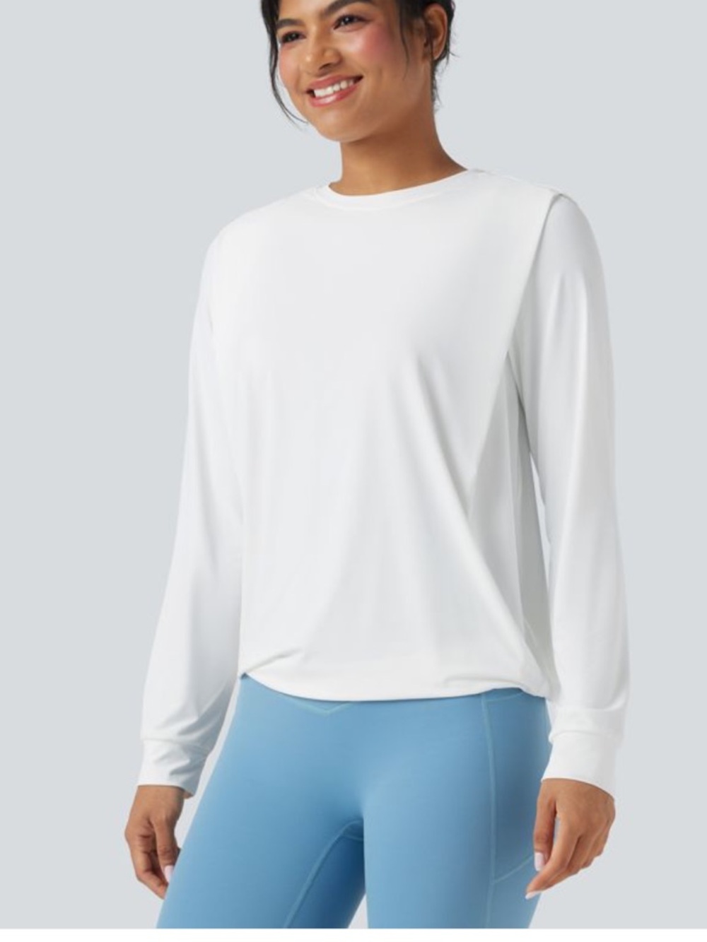 NWOT Halara Round Neck Long Sleeve Ruched Yoga Sports Top
